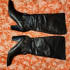 Black leather boots